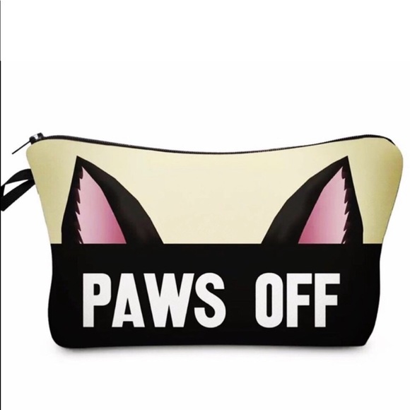 Beauty & Bling Handbags - NEW "Paws Off!" Padded Make-up Pouch Cosmetic Travel Bag the Perfect Size 5x8.5"